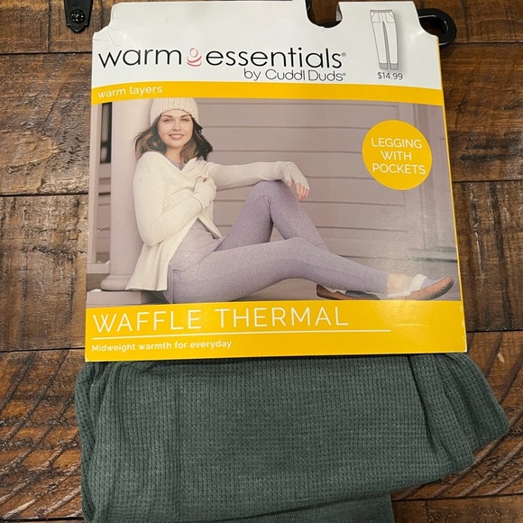 Waffle Thermal Leggings with Pockets - Picture 1 of 3